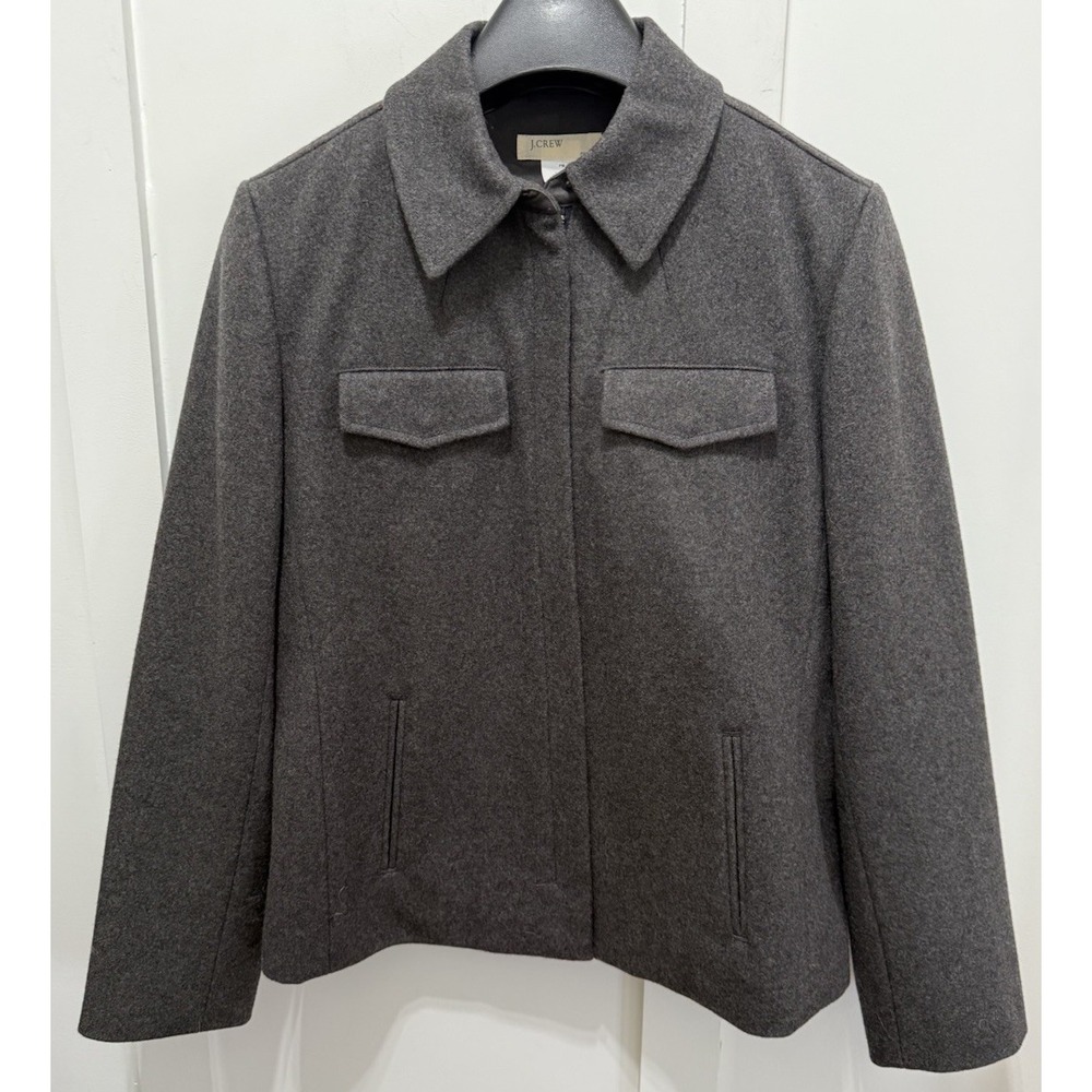 J Crew Jacket Womens Medium Gray Wool Outdoors Chore
